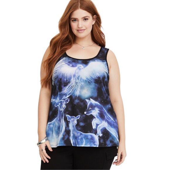 Torrid Plus Size 3X Tank Top‎ Harry Potter Patronus Blue Black Hogwarts 1179 - Picture 1 of 10